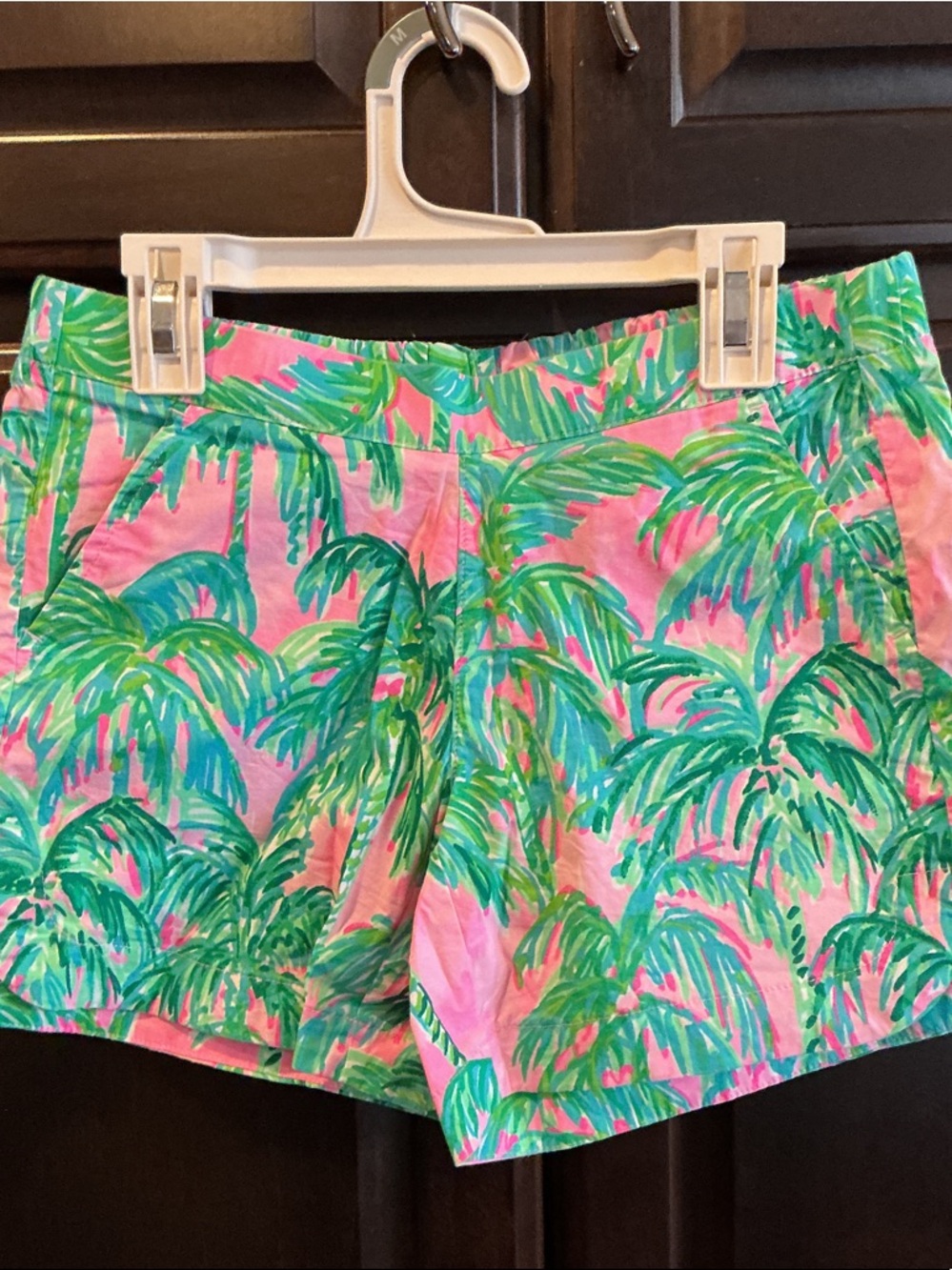 Pink Palm-Print Women's Shorts